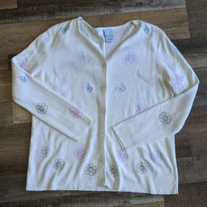 Vintage, cream embroidered sweater, women's large